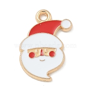 Christmas Alloy Enamel Pendants, Golden, Santa Claus, 20x14x1.3mm, Hole: 1.8mm(ENAM-K074-01G-03)