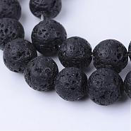 Natural Lava Rock Beads Strands, Round, 10~10.5mm, Hole: 1.2mm, about 36pcs/strand, 15.5 inch(G-Q462-10mm-24)