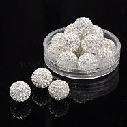 Pave Disco Ball Beads, Polymer Clay Rhinestone Beads, Grade A, Crystal, PP13(1.9~2mm), 12mm, Hole: 1mm(RB-Q195-12mm-001)