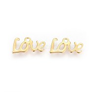 201 Stainless Steel Pendants, Word Love, Golden, 6.2x12.5x0.7mm, Hole: 1.3mm(STAS-I100-07G)