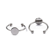 Stainless Steel Open Cuff Finger Ring Finding, Pad Ring Settings, Stainless Steel Color, Tray: 8mm, US Size 7 3/4(17.9mm), 1.5~3mm(FIND-WH0110-025A-P)