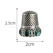 Brass Sewing Thimbles, Rhinestone Fingertip Protector Tools, DIY Craft Accessories, Column, Antique Silver, 20x25mm(SENE-PW0010-09A-02)