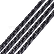 304 Stainless Steel Diamond Cut Curb Chains, Cuban Link Chain, Unwelded, Faceted, with Spool, Electrophoresis Black, 5x3.5x0.7mm, about 32.8 Feet(10m)/roll(CHS-F013-02EB)