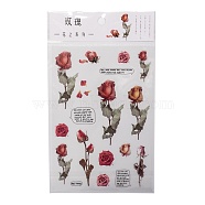 Flower Pattern Waterproof Self Adhesive Hot Stamping Stickers, DIY Hand Account Photo Album Decoration Sticker, Red, 15x10.5x0.05cm(DIY-I063-08)