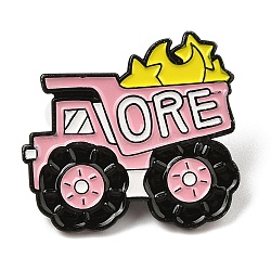 Creative Tool Alloy Pink Enamel Pin Brooch for Backpack Clothes, Ore Truck, 27.5x30.5mm(JEWB-R004-03EB-04)