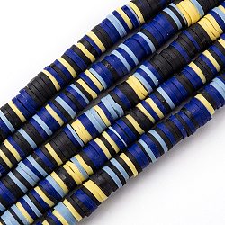 Handmade Polymer Clay Beads Strands, for DIY Jewelry Crafts Supplies, Heishi Beads, Disc/Flat Round, Prussian Blue, 6x0.5~1mm, Hole: 1.8mm, about 290~320pcs/strand, 15.75 inch~16.14 inch(40~41cm)(CLAY-R089-6mm-T02B-33)