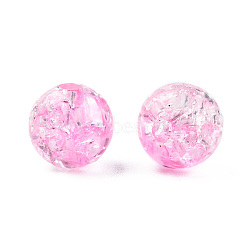 Transparent Crackle Acrylic Beads, Round, Pearl Pink, 8x7.5mm, Hole: 1.8mm, about 1700pc/500g(CACR-N002-18B)
