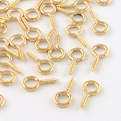 Iron Screw Eye Pin Peg Bails, For Half Drilled Beads, Light Gold, 13x6.5x1.5mm, Hole: 4mm, Pin: 1.5mm(X-IFIN-R211-02KC)