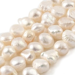 Natural Cultured Freshwater Pearl Beads Strands, Two Sides Polished, PapayaWhip, 5~6mm, Hole: 0.5mm, about 31pcs/strand, 6.89''(17.5cm)(PEAR-A006-04A)