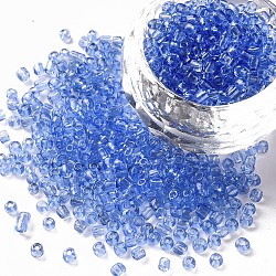 Glass Seed Beads, Transparent, Round, Light Blue, 8/0, 3mm, Hole: 1mm, about 10000 beads/pound(SEED-A004-3mm-6)