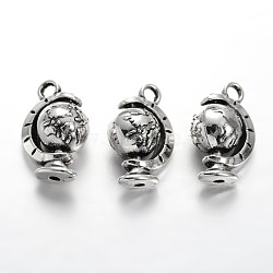 Tibetan Style Alloy Tellurion Pendants, Rotatable Pendants, Cadmium Free & Lead Free, Antique Silver, 18x12x9mm, Hole: 2.5mm, 150pcs/bag(TIBEP-JC1123-AS)