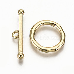 Alloy Toggle Clasps, Cadmium Free & Nickel Free & Lead Free, Ring, Light Gold, Bar: 27x6.5x2mm, Hole: 1.8mm, Ring: 17x2mm(PALLOY-T075-16LG-NR)