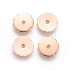 Ion Plating(IP) 304 Stainless Steel Spacer Beads, Disc, Rose Gold, 8x0.8mm, Hole: 1.2mm(STAS-G193-07B-RG)