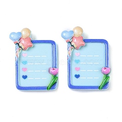 Opaque Resin Decoden Cabochons, Notepad, Light Sky Blue, 29.5x23.5x7.5mm(CRES-O002-01A)