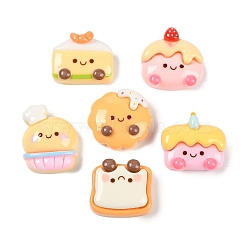 Opaque Resin Imitaiton Food Decoden Cabochons, Cartoon Bread, Mixed Shapes, 17~22.5x18~21.5x6.5~7.5mm(CRES-M036-11)