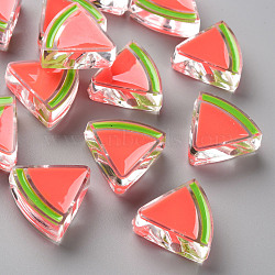 Transparent Enamel Acrylic Beads, Watermelon, Tomato, 23.5x25.5x9mm, Hole: 3.5mm(TACR-S155-001A)