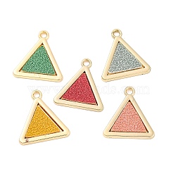 Alloy Pendants, with PU Leather, Triangle, Light Gold, Mixed Color, 19x18x2mm, Hole: 1.8mm(PALLOY-T067-163)