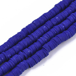 Handmade Polymer Clay Beads Strands, for DIY Jewelry Crafts Supplies, Heishi Beads, Disc/Flat Round, Medium Blue, 6x0.5~1mm, Hole: 1.8mm, about 290~320pcs/strand, 15.75 inch~16.14 inch(40~41cm)(CLAY-R089-6mm-007)