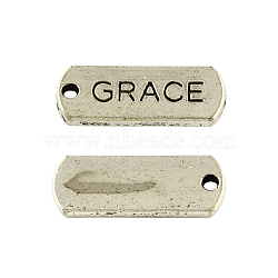 Tibetan Style Alloy Rectangle Pendants, with Word Grace, Cadmium Free & Lead Free, Antique Silver, 8x21x2mm, Hole: 2mm, about 532pcs/1000g(TIBEP-Q043-053-RS)