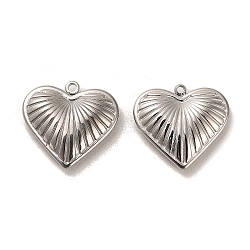 Non-Tarnish 304 Stainless Steel Pendants, Heart Charm, Stainless Steel Color, 17.5x19x4mm, Hole: 1.4mm(STAS-L022-032P-01)