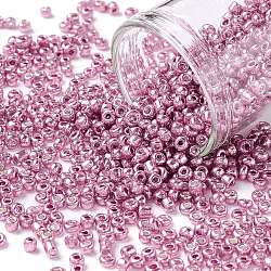 12/0 Glass Seed Beads, Metallic Colours Style, Round, Orchid, 12/0, 2mm, Hole: 1mm, about 30000pcs/pound(SEED-A017-2mm-1110)