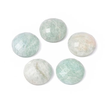 Natural Amazonite Cabochons, Half Round, Faceted, 15.5x5.5mm