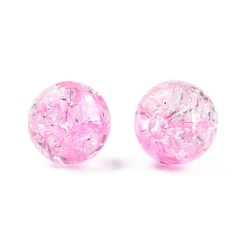 Transparent Crackle Acrylic Beads, Round, Pearl Pink, 8x7.5mm, Hole: 1.8mm, about 1700pc/500g