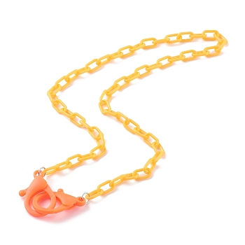 Personalized Opaque Acrylic Cable Chain Necklaces, Handbag Chains, with Plastic Lobster Claw Clasps, Orange Red, 23.03 inch(58.5cm)