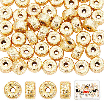 50Pcs Brass Beads, Long-Lasting Plated, Flat Round, Real 18K Gold Plated, 6x4mm, Hole: 1.2mm