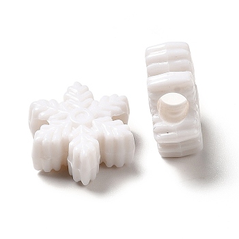 Opaque Acrylic Beads, Christmas Snowflake, White, 14.5x13x6mm, Hole: 4mm, about 950pcs/500g