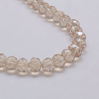 Electroplate Glass Bead Strands, AB Color, Faceted, Rondelle, Tan, 6x4mm, Hole: 1mm, about 87~90pcs/strand, 18.5 inch