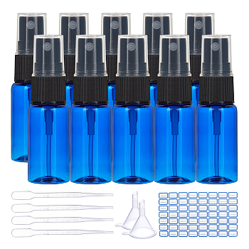 DIY Plastic Spray Bottle, Mini Transparent Plastic Funnel Hopper, 2ml Disposable Plastic Dropper and Label Paster, Blue, 8.4x2.4cm,  Capacity: 15ml