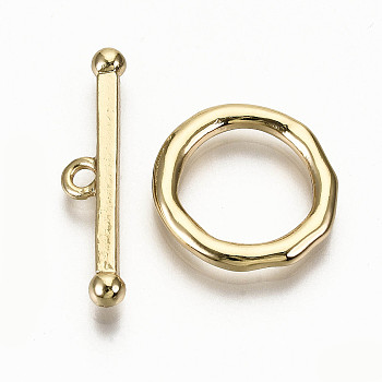 Alloy Toggle Clasps, Cadmium Free & Nickel Free & Lead Free, Ring, Light Gold, Bar: 27x6.5x2mm, Hole: 1.8mm, Ring: 17x2mm