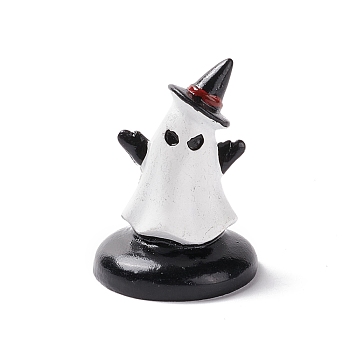 Halloween Theme Mini Resin Home Display Decorations, Ghost with Hat, WhiteSmoke, 29x39mm