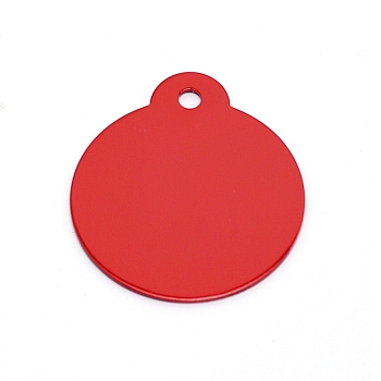 Aluminum Blank Pendants, Flat Round, Crimson, 36x31.5x1mm, Hole: 3mm, 10pcs/bag