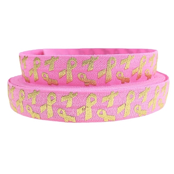 50 Yards Flat Hot Stamping Ribbon Nylon Elastic Cord, Folding Stretchy Cord, for Garment Accessories, Hot Pink, 5/8 inch(15mm)