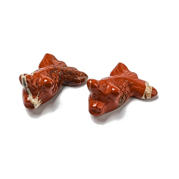 Natural Red Jasper Carved Healing Goldfish Figurines, Reiki Energy Stone Display Decorations, 21.5x29~29.5x37~39mm