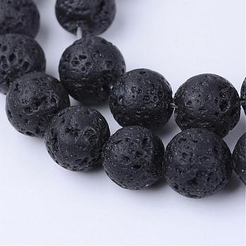 Natural Lava Rock Beads Strands, Round, 10~10.5mm, Hole: 1.2mm, about 36pcs/strand, 15.5 inch