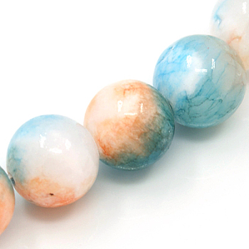 Natural Persian Jade Beads Strands, Dyed, Round, Light Sky Blue, 8mm, Hole: 1.2~1.5mm, about 50pcs/strand, 16 inch