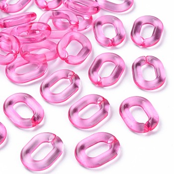 Transparent Acrylic Linking Rings, Quick Link Connectors, for Cable Chains Making, Oval, Camellia, 24x18x5mm, Inner Diameter: 13x7mm, about 403pcs/500g