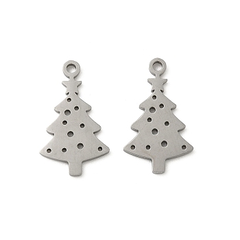 Christmas 201 Stainless Steel Pendants, Laser Cut, Christmas Tree, 18x10x1mm, Hole: 1.4mm