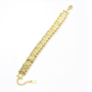 Brass Coin Link Chain Bracelet, Golden, 6-3/4 inch(17cm)