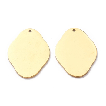 304 Stainless Steel Pendant, Stamping Blank Tag, Oval, Golden, 23.5x17x1mm, Hole: 1.2mm