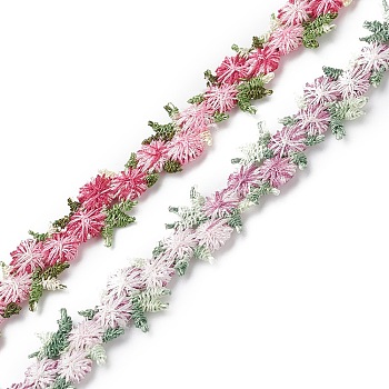 4 Yards 2 Colors Polyester Lace Trim, Flower, Mixed Color, 13.5~14mm,  2 yards/color