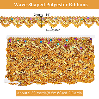 Elite 2 Cards Wave-Shaped Polyester Ribbons(OCOR-PH0001-89A)-5