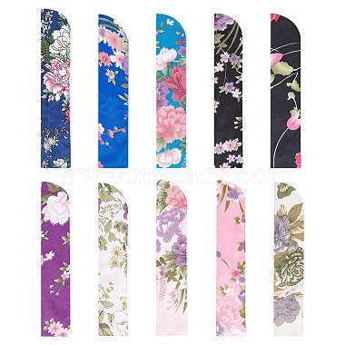 10Pcs 10 Colors Silk Cloth Collapsible Floral Print Chinese Fan Storage Bag(ABAG-NB0001-98)-7
