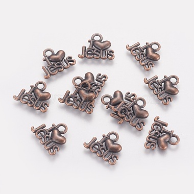 Red Copper Word Alloy Charms