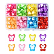 200Pcs 8 Colors Transparent Butterfly Acrylic Beads, Bead in Bead, Mixed Color, 10x10x4mm, Hole: 2mm, 25pcs/color(TACR-YW0001-90)