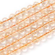 Natural Citrine Beads Strands, Round, 8x7.5mm, Hole: 1mm, about 46~49pcs/strand, 15.5 inches(G-S150-09-8mm)
