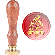 Brass Wax Seal Stamp with Handle, for DIY Scrapbooking, Fire Pattern, 89x30mm(AJEW-WH0184-1060)